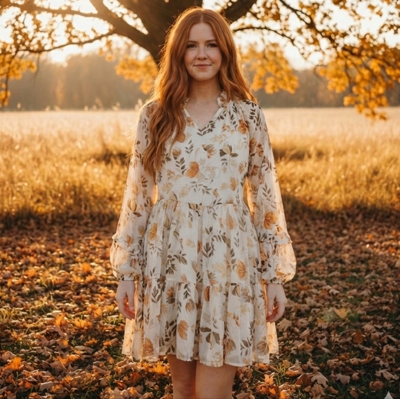 Altar'd State Dresses & Skirts - Altar'd State Cream Floral Dress